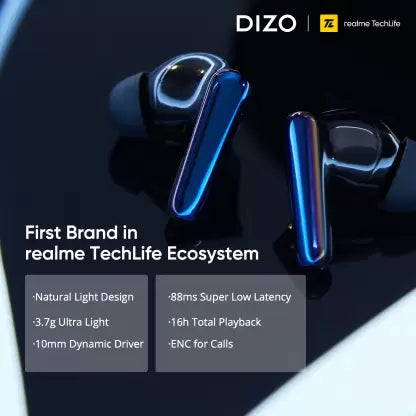 DIZO by realme TechLife Buds Z Bluetooth Headset (Onyx, True Wireless) DIZO by realme TechLife Buds Z Bluetooth Headset (Onyx, True Wireless)